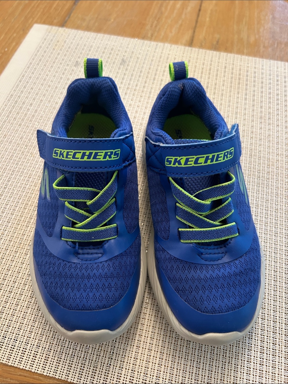 Skechers Boys' Blue Sneakers with Neon Green Accents